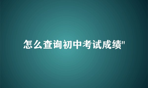 怎么查询初中考试成绩