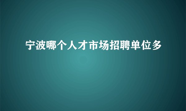 宁波哪个人才市场招聘单位多