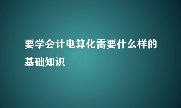 要学会计电算化需要什么样的基础知识