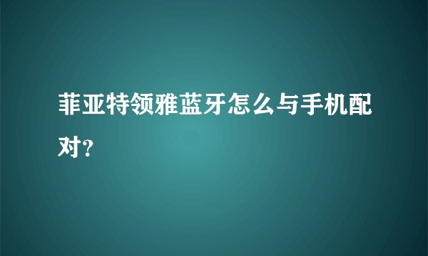 菲亚特领雅蓝牙怎么与手机配对?