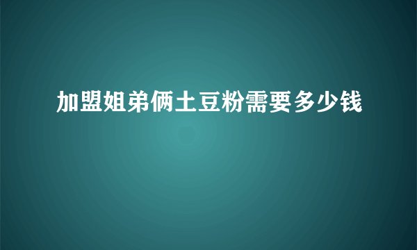 加盟姐弟俩土豆粉需要多少钱