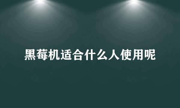 黑莓机适合什么人使用呢
