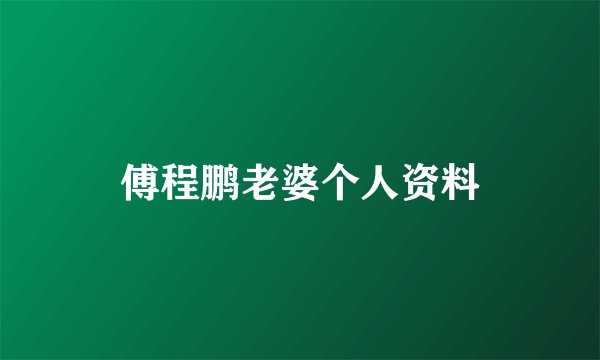 傅程鹏老婆个人资料