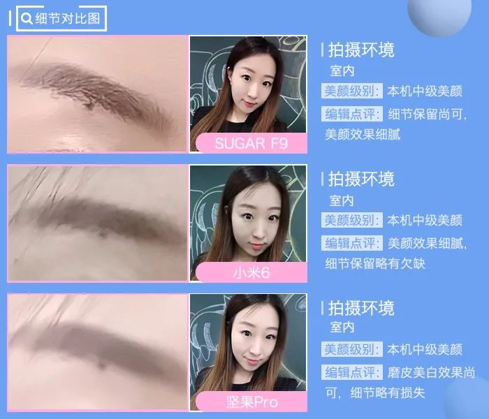 舜理成张:SUGAR/小米/锤子自拍对比