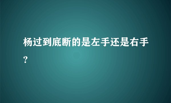 杨过到底断的是左手还是右手?
