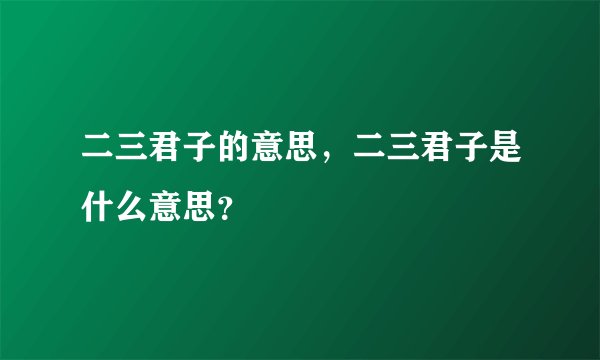 二三君子的意思,二三君子是什么意思?