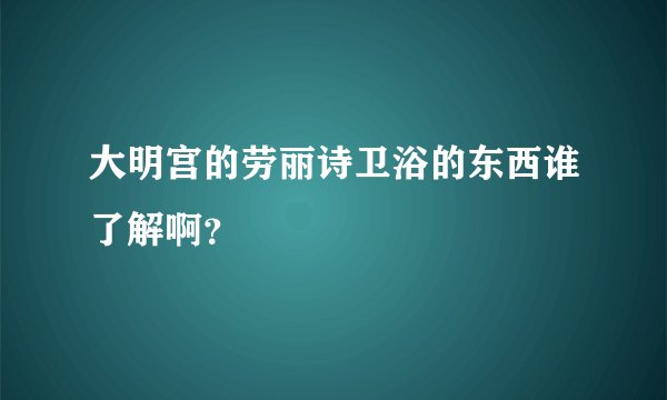 大明宫的劳丽诗卫浴的东西谁了解啊？
