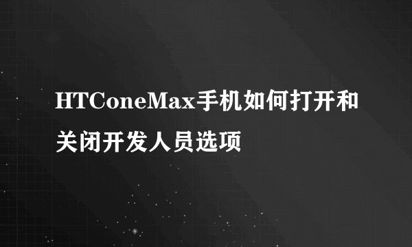 HTConeMax手机如何打开和关闭开发人员选项