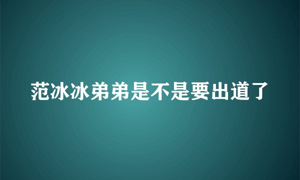 范冰冰弟弟是不是要出道了