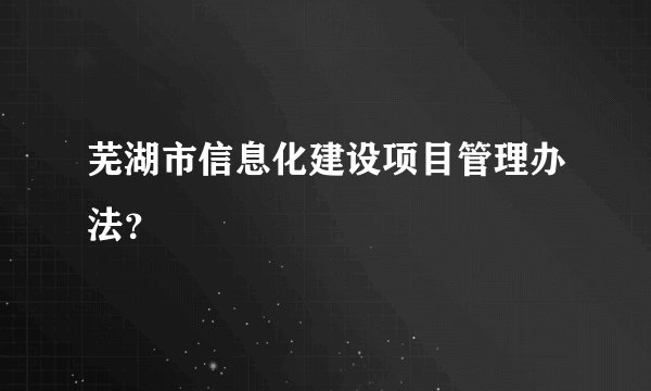 芜湖市信息化建设项目管理办法？