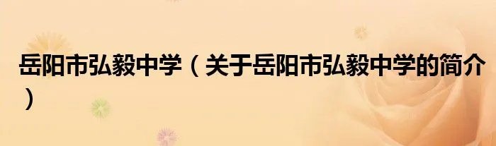 岳阳市弘毅中学（关于岳阳市弘毅中学的简介）