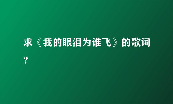 求《我的眼泪为谁飞》的歌词？