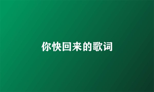 你快回来的歌词