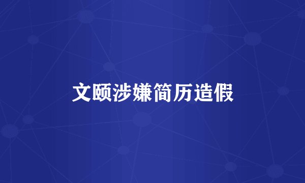 文颐涉嫌简历造假