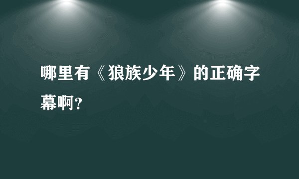 哪里有《狼族少年》的正确字幕啊？