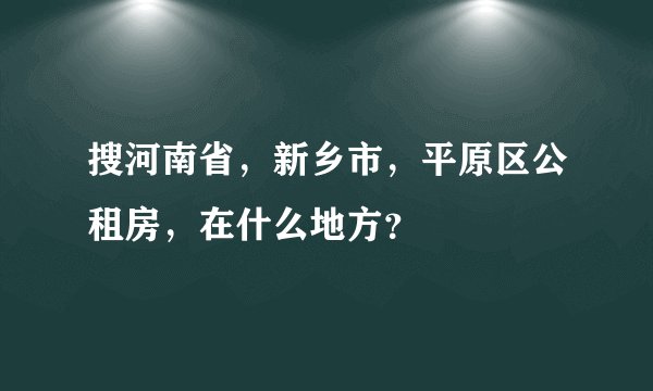 搜河南省，新乡市，平原区公租房，在什么地方？