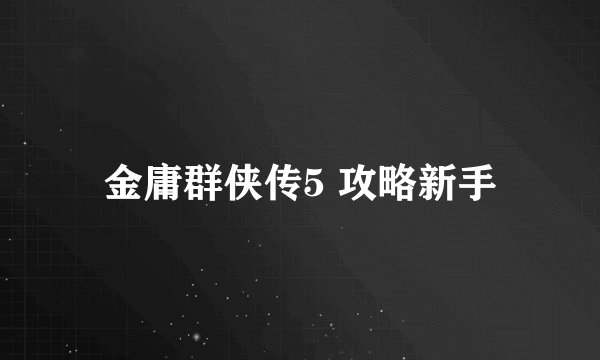 金庸群侠传5 攻略新手