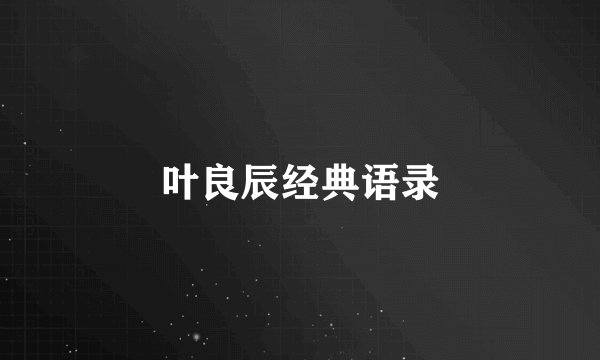 叶良辰经典语录