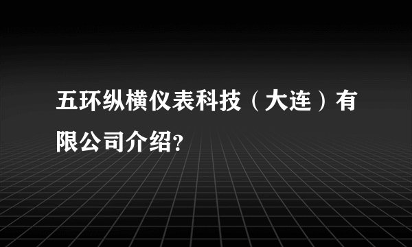 五环纵横仪表科技（大连）有限公司介绍？