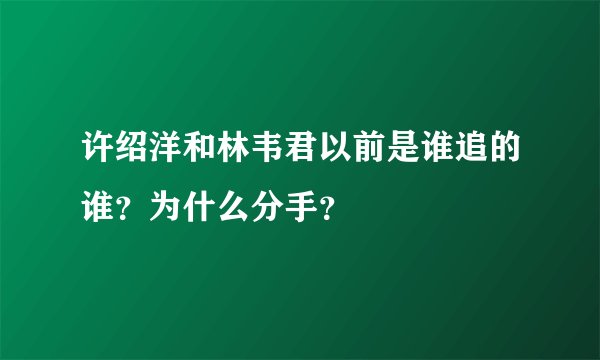 许绍洋和林韦君以前是谁追的谁?为什么分手?