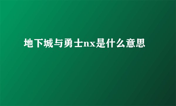 地下城与勇士nx是什么意思