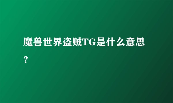 魔兽世界盗贼TG是什么意思？