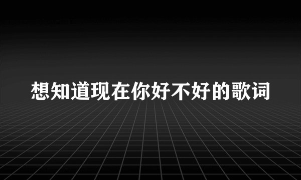 想知道现在你好不好的歌词