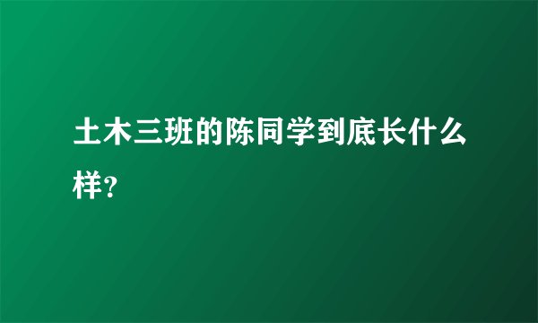 土木三班的陈同学到底长什么样？