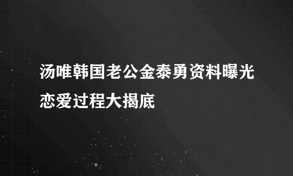 汤唯韩国老公金泰勇资料曝光恋爱过程大揭底