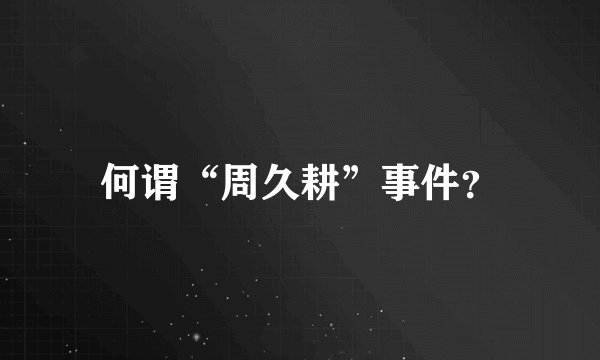 何谓“周久耕”事件?