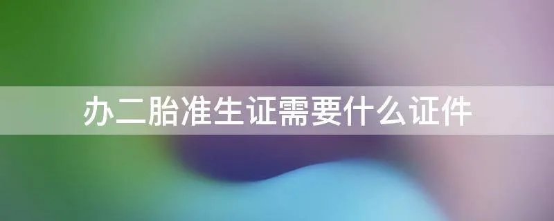 办二胎准生证需要什么证件