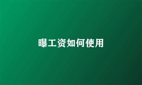 曝工资如何使用