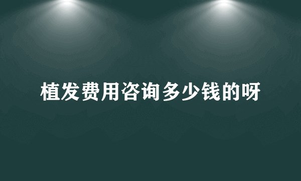 植发费用咨询多少钱的呀