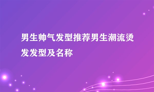 男生帅气发型推荐男生潮流烫发发型及名称