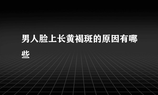 男人脸上长黄褐斑的原因有哪些