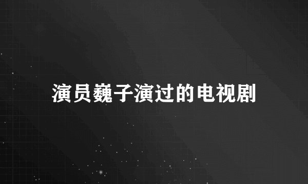 演员巍子演过的电视剧