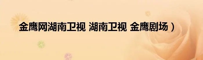 金鹰网湖南卫视 湖南卫视 金鹰剧场）