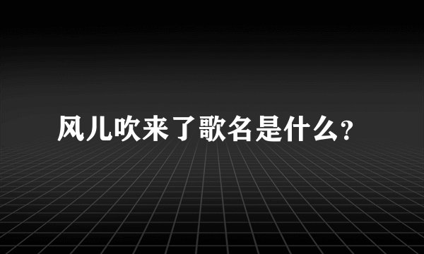 风儿吹来了歌名是什么?